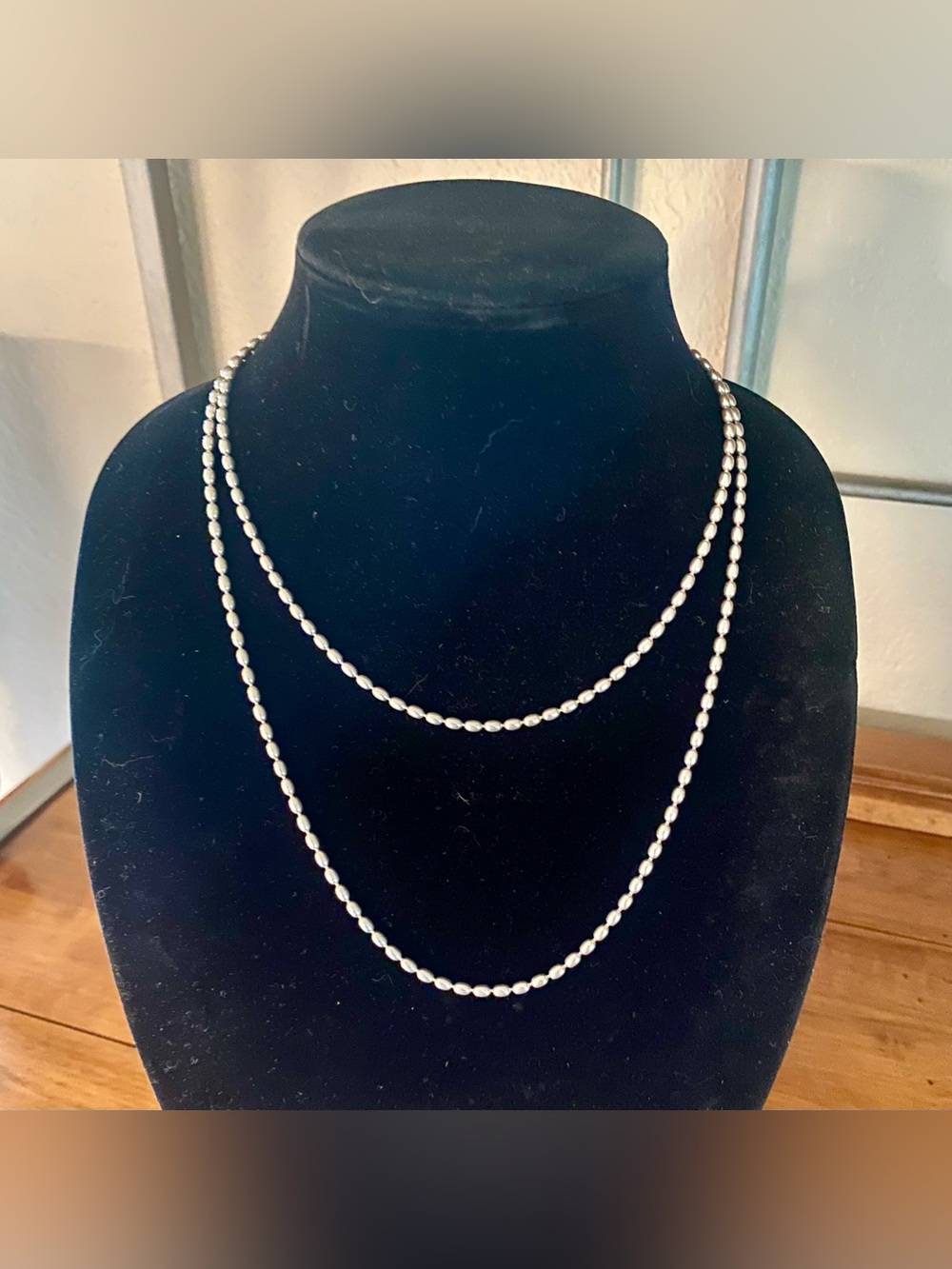 Retired Pandora Sterling Silver 40” Rice Bead Necklace